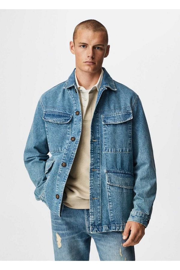 MANGO Man Denim Jacket with Pockets Trendyol