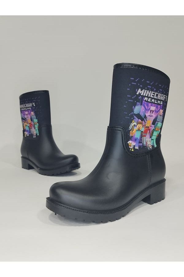 Sea Blue Minecraft Waterproof Children s Youth Rain Boots 13 Trendyol
