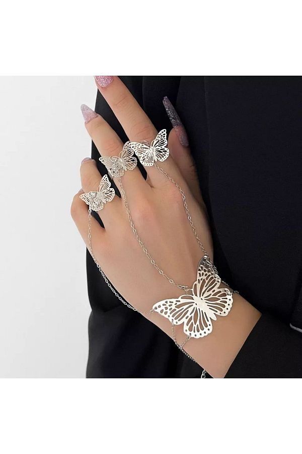 MODAMAYS Butterfly Three Ring Bracelet Trendyol