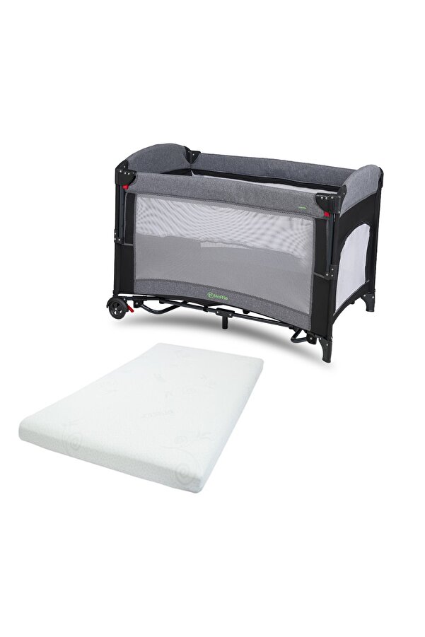 Hoffie Mastic Anne Yanı Park Yatak Sallanır Oyun Parkı Cibinlikli Yataklı 70x110 Cm