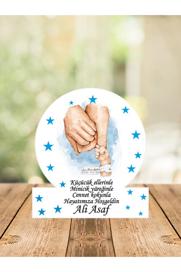 Genel Markalar Bebek Çocuk Özel Doğum Günü Ahşap El Ele Yeni Doğan Magnet Erkek 20 Adet