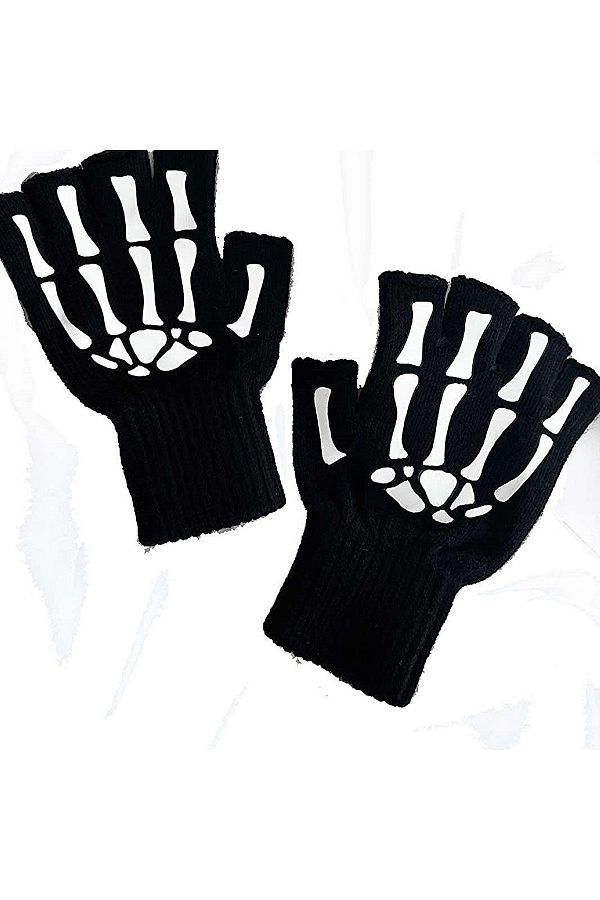 Afillix Concept-Black Skeleton Design Fingertip Open Gloves 1