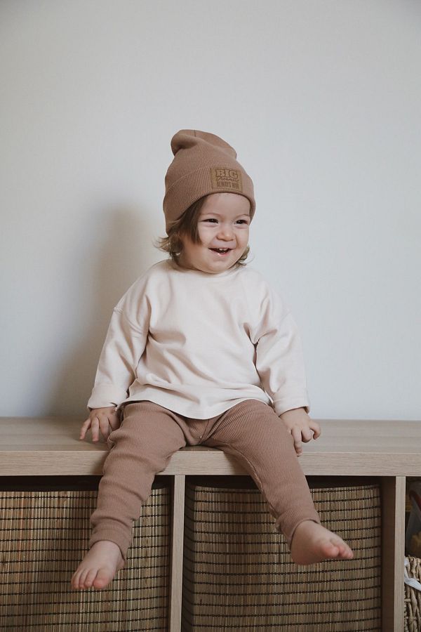 Tarkito Organic Ribbed Baby Kids Tights Trousers Brown Trendyol