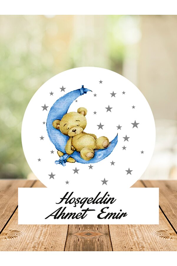Melek Atölye Bebek Çocuk Özel Gün Doğum Günü Ahşap Magnet Teddy Ayıcık Mavi 20 Adet