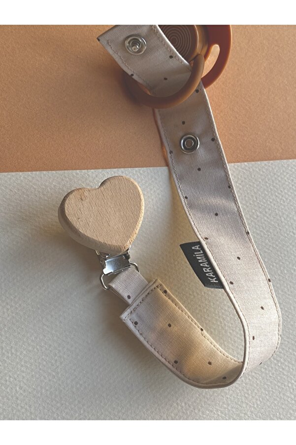 KARAMİLA Ahşap Klips Bebek Emzik Askısı - Bebek Emzik Zinciri %100 Pamuk Bebek Hediyelik