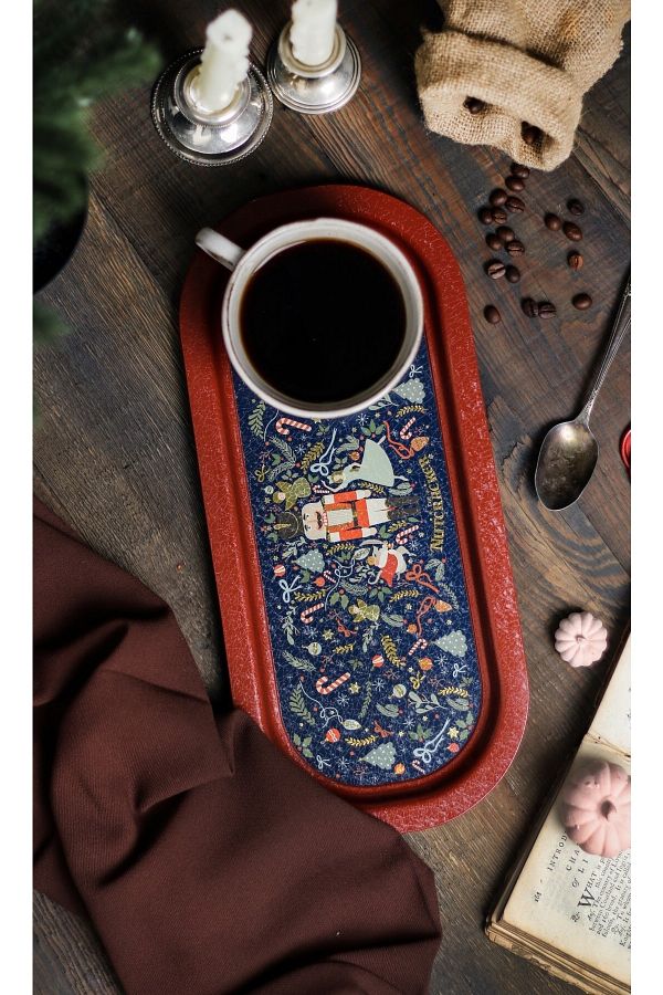 EVLE-Ee168-v1 Tales Nutcracker Patterned Oval Tray 16x35 Cm 1