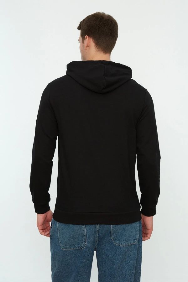 Trendyol Collection Black Basic Regular/Normal Cut Hooded Kangaroo Pocket  Long Sleeve Sweatshirt TMNAW20SW0162 - Trendyol