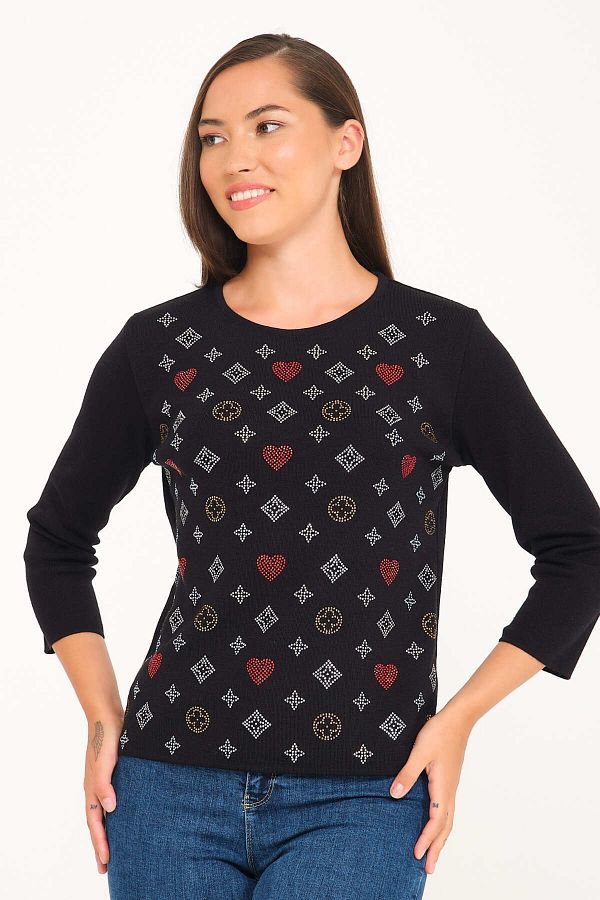 Solo-Women's Rhinestone Sweater 1