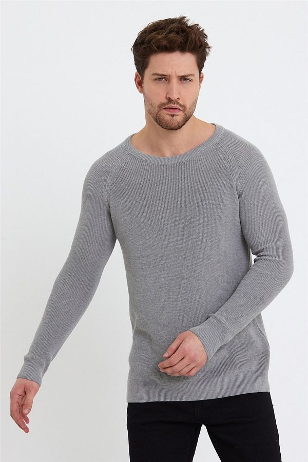 COOL TARZ Men s Gray Wide Collar Knitwear Sweater trz3459r07s Trendyol