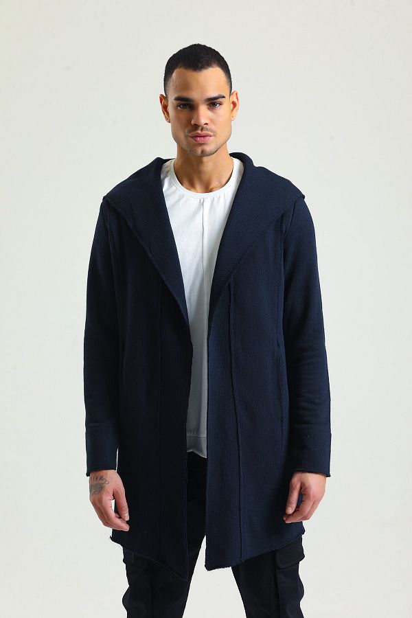 Navy longline cardigan with pockets deals