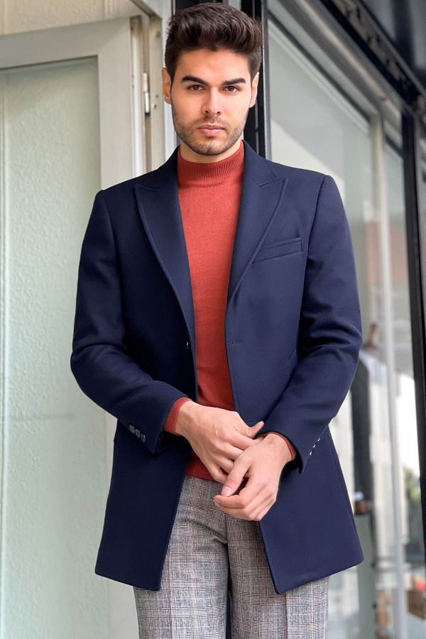 NAZEF Slim Cut Pointed Collar Wool Coat Trendyol