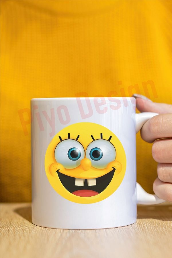 Piyo Design-Spongebob Funny Face a Quality Printed Mug Cup 1