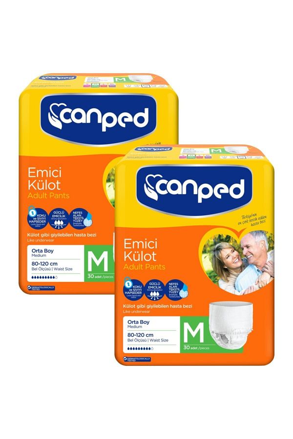 Canped-Absorbent Panties Medium Size Medium Patient Diapers 2 Packs of 30 1