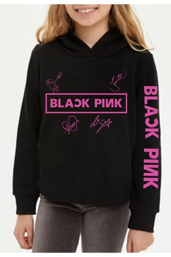 GC GÖKHAN CLUB-Dětská černá mikina Blackpink Signature Printed 1