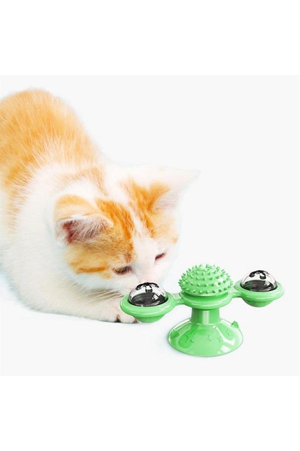 sonx-Suction Cup Pinwheel Bulk Rotating Transparent Warehouse Design Interactive Cat Toy 1