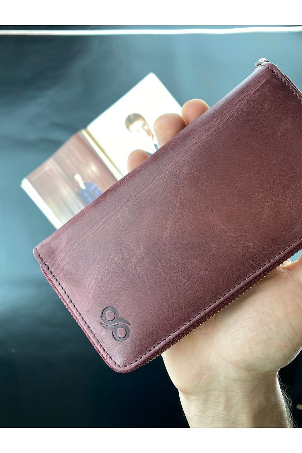 rakunart-Forest Zippered Portfolio Wallet Claret Red 1