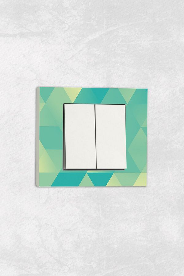 markcat-Ovivo grano (Double SWITCH SOCKET) UV Printed Triangle Pattern White Commitator Frame Included 1