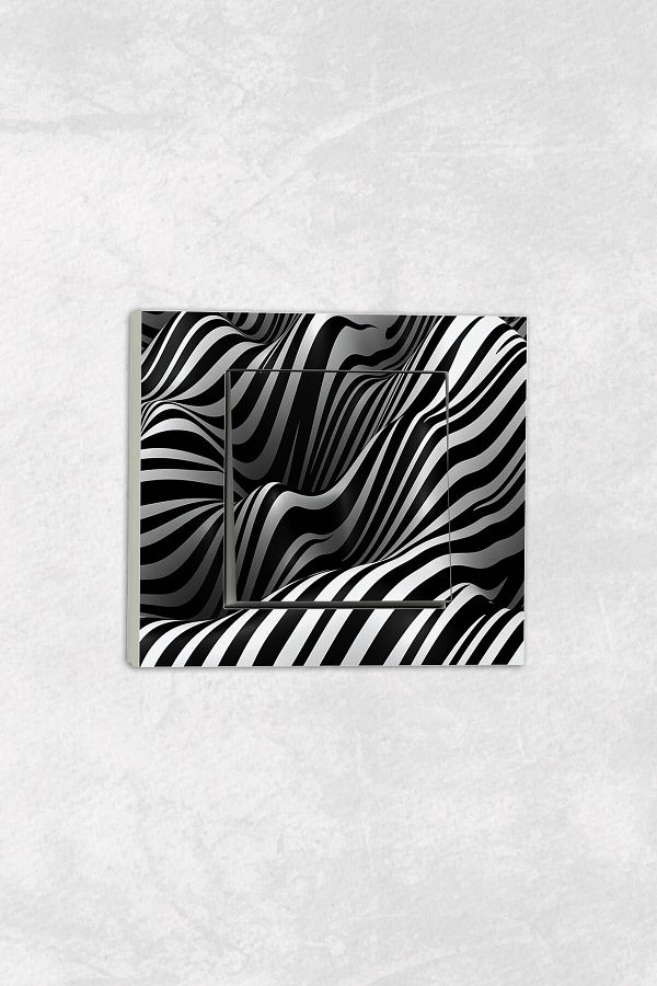 markcat-Ovivo grano UV Printed Zebra Pattern White Single Switch Socket Frame Set 1