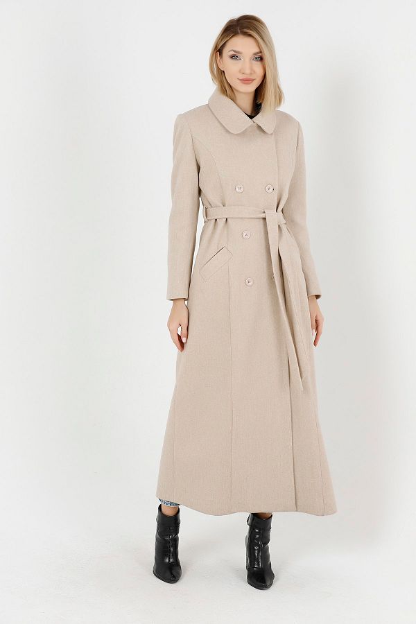 Y ld zhan Long Women s Cashmere Felt Coat Full Length Lined Overcoat Trendyol