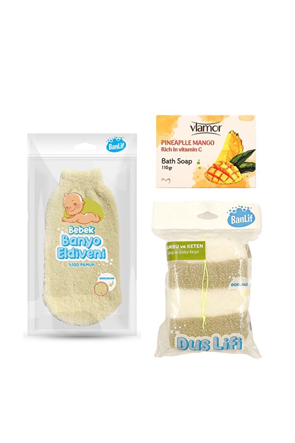 Vlamor Bebek Banyo Eldiveni Bambu Lif Ve Argan Sabun
