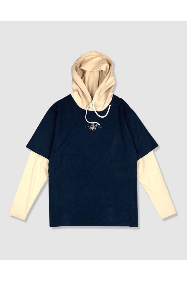 Siksilk Allure Men s Snap on Hooded Long Sleeve T Shirt Trendyol