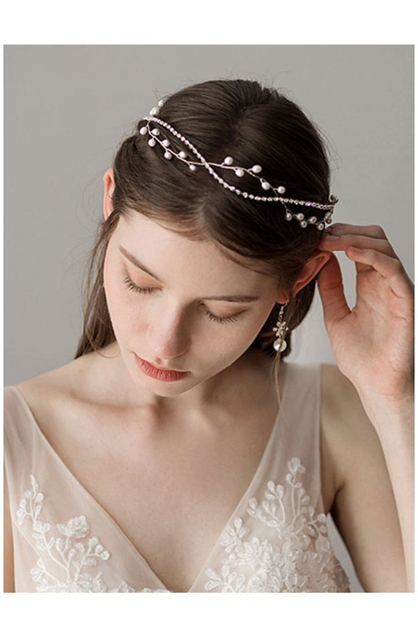 bbays new trend Crystal Striped Hair Accessories Pearl Bridal