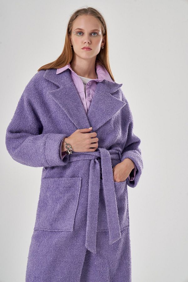 Lilac boucle coat clearance