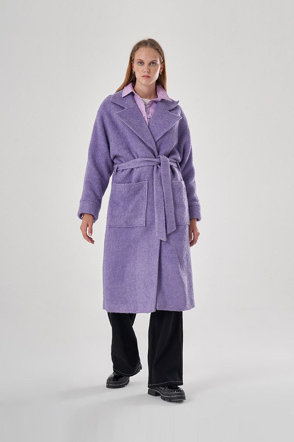 Lilac boucle coat hot sale