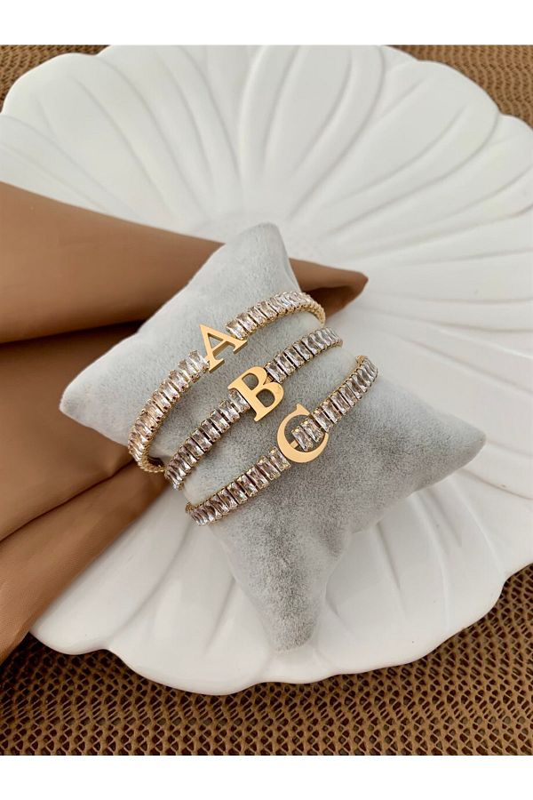 Shakira Accesories-Steel Full Baguette Stone Letter Handcuffs 1
