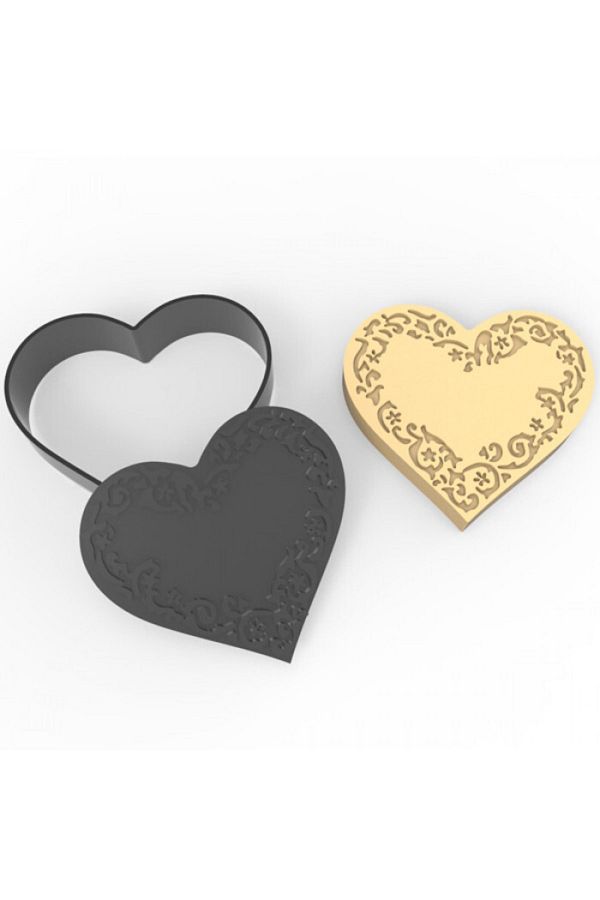 DOS-Heart Motif Pattern Motif Cookie and Sugar Dough Stamp Cutter Mold Set 1