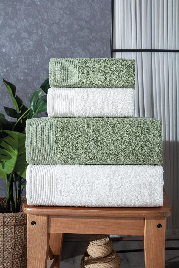 Güvenal-Gala Set of 4 Bath Towels | Towel Set | Towel | Towel Set I Turkish Bath Set I Dowry Towel 1