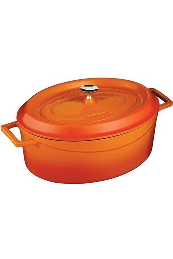 Lava Trendy Oval 29cm Cast Iron Pot Orange