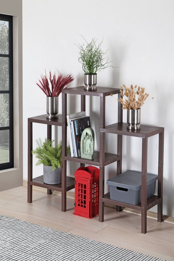 Pazarika Pyramid 6 Piece Plastic Shelf Unit Brown Flower Pot Bathroom Kitchen Shelf Shoe Rack Bookshelf Trendyol