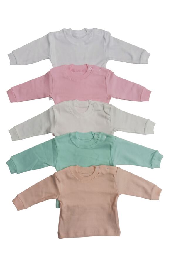 bebedino Uzun Kollu Omuzdan Çıtçıtlı Bisiklet Yaka Bebek Üst Badisi (5li Paket)