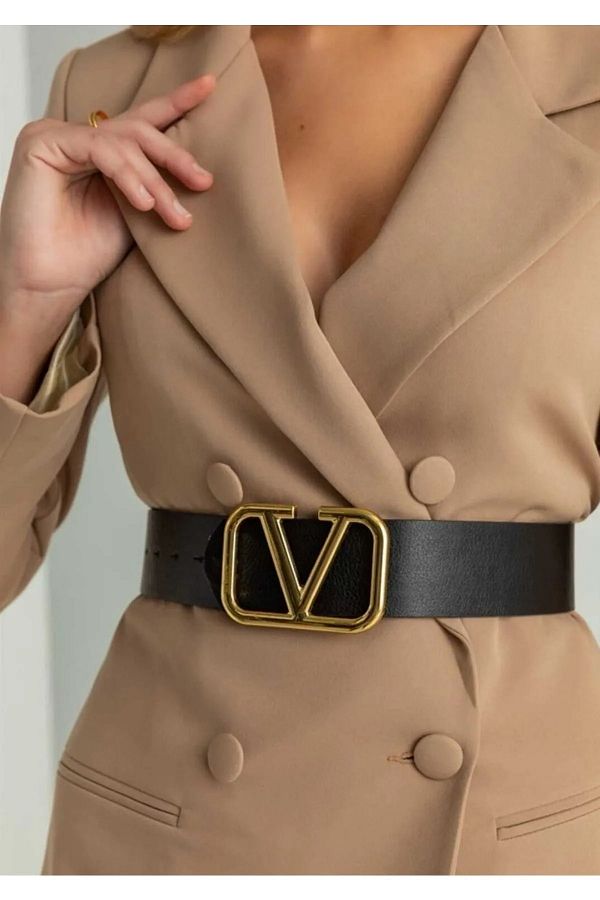 MARQUE SOSYETHEPAZARI Women s Belt Double Sided V Buckle Belt Gold