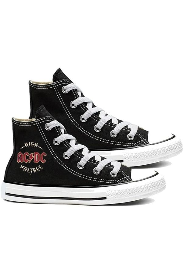 Violon Black Ac dc Print Patterned Canvas Converse Shoes