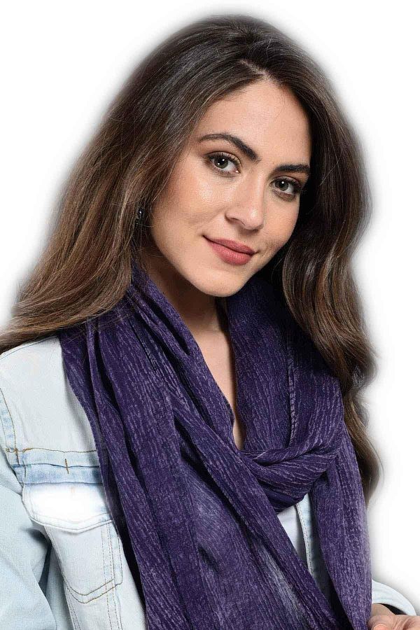 Dosimira-Purple Denim Grinding Cotton Large Shawl 1