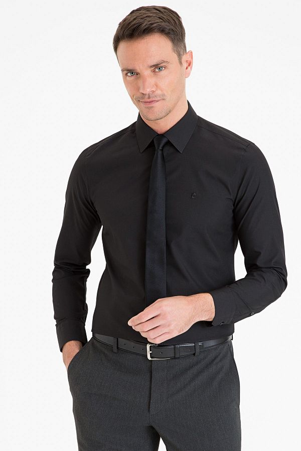 Pierre Cardin-Men's Black Slim Fit Basic Shirt G021GL004.000.1214552 1