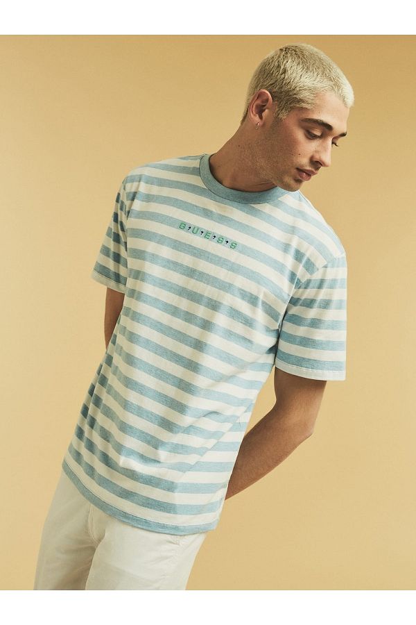 Mens guess striped t shirt clearance
