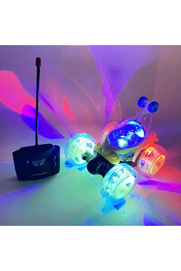 LRS STORE Uzaktan Kumandalı Şarjlı Işıklı Müzikli 360* Dönen Takla Atan Çılgın Akrobat Araba