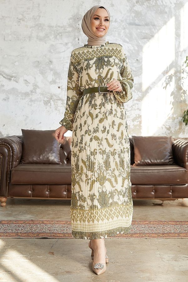 InStyle Modest Dress Khaki A line Trendyol