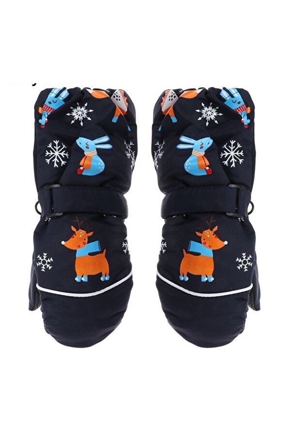 Bluokbeauty 3-7 Yaş Arası Kış Sugeçirmez Rüzgar Almaz Tavşan Figür Çocuk Bebek Kış Eldiven