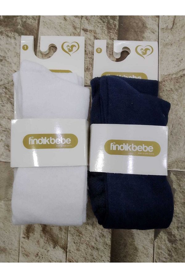 fındık bebe-Newborn Pantyhose Baby Socks White-dark blue Set of 2 1