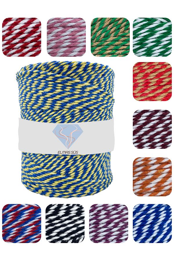 E Elmas-Two Color Bundling Rope Yellow - Dark Blue (2-3MM-200GR-200M) 1
