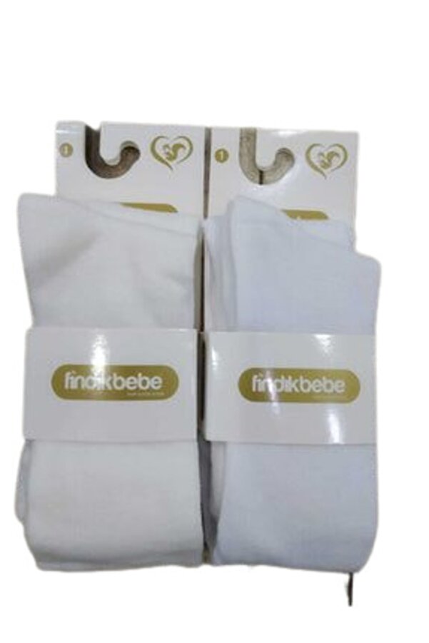 Meriç bebe Yenidoğan Mevsimlik Bebe Külotlu Çorap Beyaz-krem 2'li Set