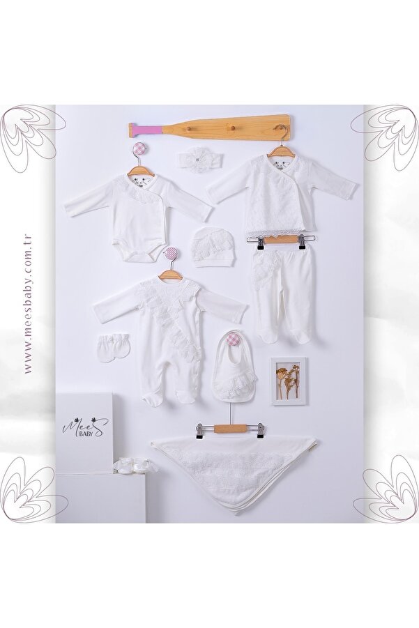 Eda Baby Hastane Çıkışı Yaka Dantelli Yenidoğan Kız Bebek