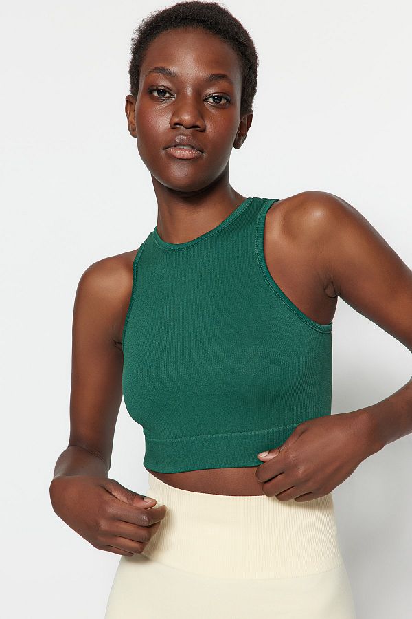 Kolekcia Trendyol-Duck Head Green Bezšvová/bezšvová Rebrovaná a ľahká podporná pletená športová podprsenka Twoss21Ss0024 1