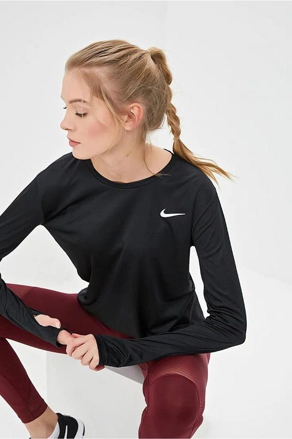 Nike Black Dri fit Pacer Long Sleeve Women s Running Top Trendyol
