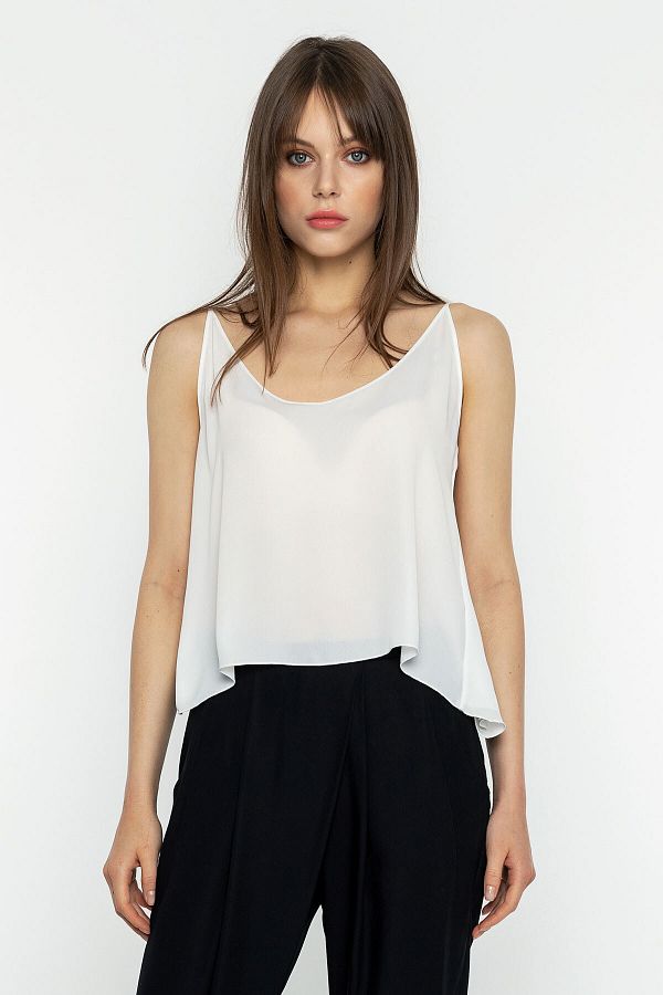 White spaghetti strap blouse sales