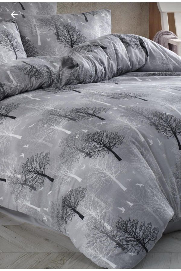üntaş-Gray Tree Pattern Single Duvet Cover Set 1
